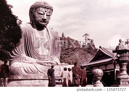 Old photo of the Great Buddha of Kamakura in 1957 Old photo of the Great Buddha of Kamakura in 1957 135873727