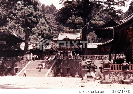 Old photo from 1957 of the Yomeimon Gate at Nikko Toshogu Shrine 135873728