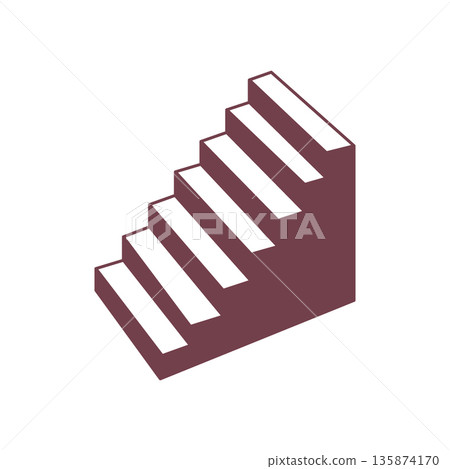Wide isometric staircase with long steps. Minimalist geometric vector for growth, business or architectural themes. Wide isometric staircase with long steps. Minimalist geometric vector for growth, business or architectural themes. 135874170