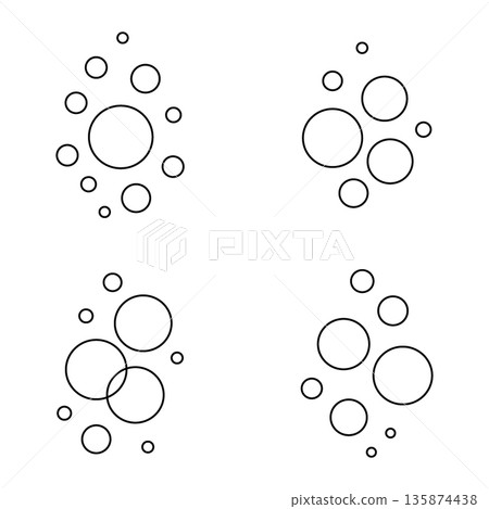 Blue soap bubbles composition. Flat vector water bubbles for hygiene, cleaning and freshness concepts Blue soap bubbles composition. Flat vector water bubbles for hygiene, cleaning and freshness concepts 135874438