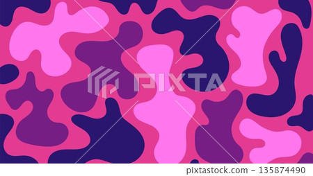 Hand-Drawn Colorful Abstract Background with Waves and Shapes. Modern Artistic Vector Illustration Hand-Drawn Colorful Abstract Background with Waves and Shapes. Modern Artistic Vector Illustration 135874490
