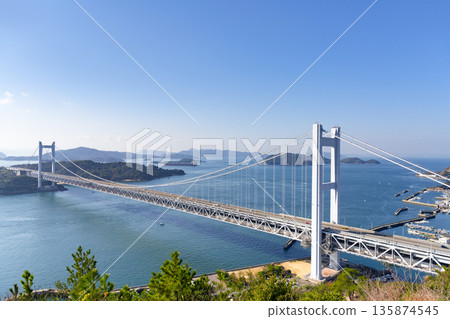The Great Seto Bridge seen from Mt. Washuu in Kurashiki, Okayama Prefecture 135874545