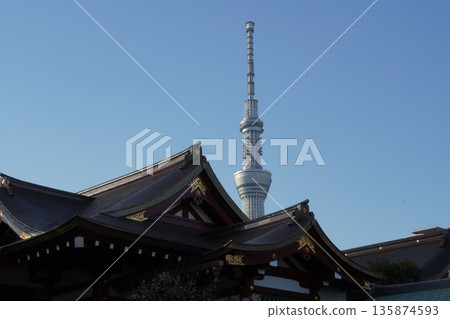 Kameido Tenjin Shrine and Tokyo Sky Tree Kameido Tenjin Shrine and Tokyo Sky Tree 135874593