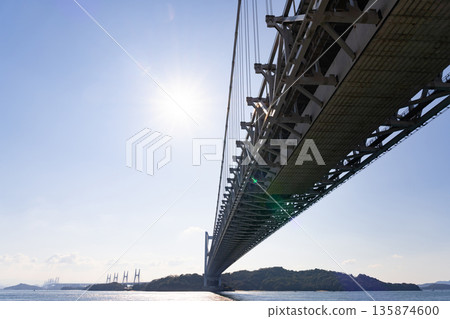 The Great Seto Bridge seen from Tatsunoura Park in Kurashiki City, Okayama Prefecture 135874600