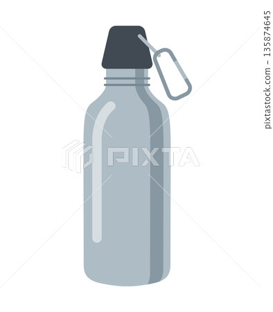 Reusable stainless steel water bottle. Eco friendly metal thermos vector illustration 135874645