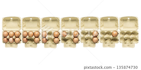 six eggs in a cardboard container 135874730