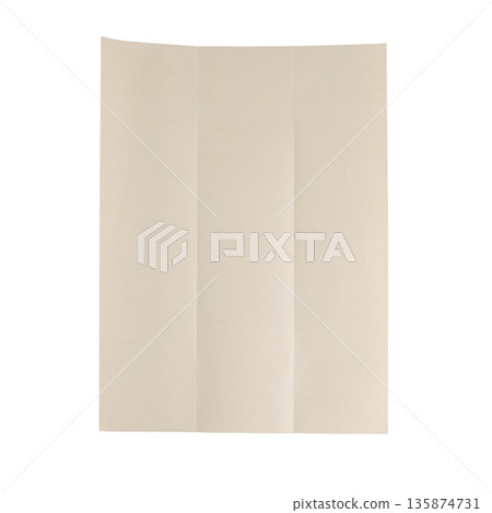 a sheet of beige paper with vertical folds a sheet of beige paper with vertical folds 135874731