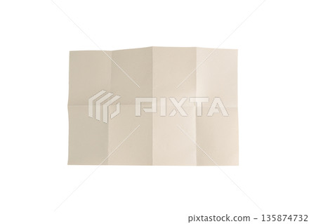 a sheet of beige paper with various folds a sheet of beige paper with various folds 135874732