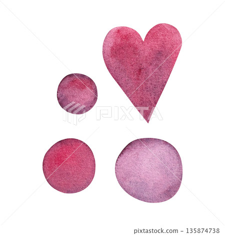 A charming watercolor design featuring a collection of pink hearts and bubbles set against a clean white background. A charming watercolor design featuring a collection of pink hearts and bubbles set against a clean white background. 135874738