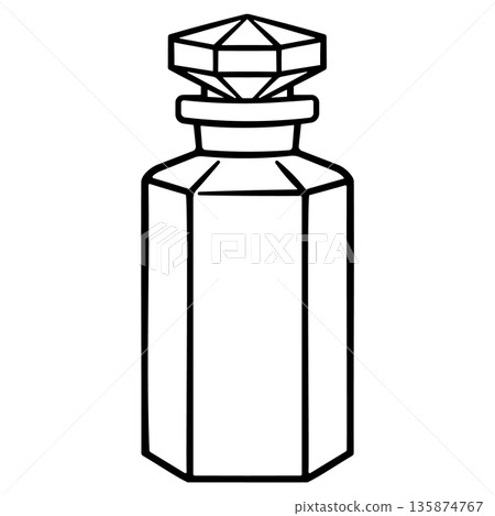 Black icon of a faceted crystal decanter with stopper without background 135874767
