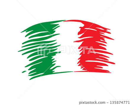 Stylized Italian flag without background Stylized Italian flag without background 135874771