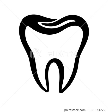 Black and white tooth icon without background. Black and white tooth icon without background. 135874772