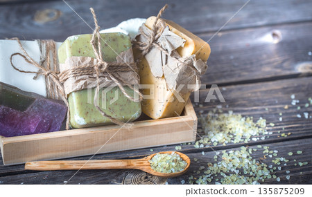 Spa still life on a wooden background 135875209