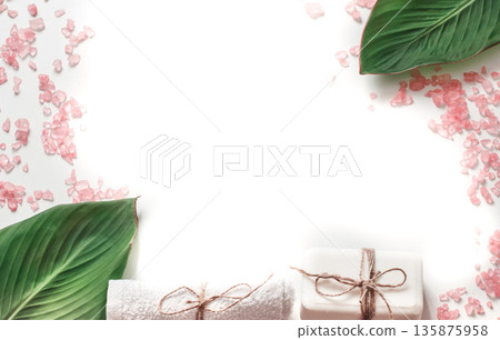 organic spa products on white background organic spa products on white background 135875958