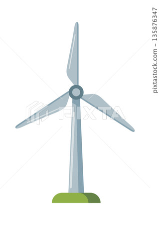 Wind turbine generator icon. Renewable wind energy source vector illustration Wind turbine generator icon. Renewable wind energy source vector illustration 135876347