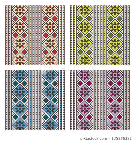 Collection of four tapestry or fabric patterns 135876381