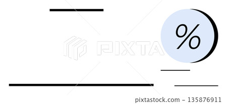 Financial services, discounts, marketing campaigns, business analytics, interest rates, data visualization. Minimalistic percentage symbol and lines. Financial services and discounts concept Financial services, discounts, marketing campaigns, business analytics, interest rates, data visualization. Minimalistic percentage symbol and lines. Financial services and discounts concept 135876911