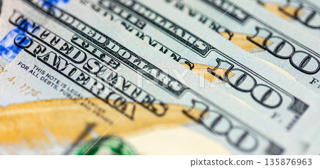 100 dollar banknote close-up. Finance concept. Money background close up. 135876963