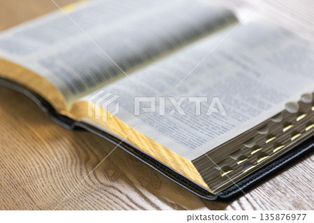 Bible close-up. Open holy book Bible. Christianity, faith and religion concept. 135876977