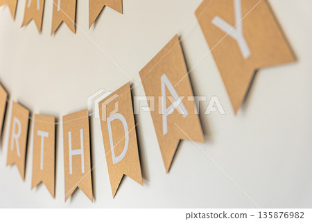 Birthday inscription on the wall. Close up. Birthday concept. Birthday inscription on the wall. Close up. Birthday concept. 135876982