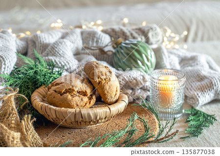 Christmas composition with cookies. Christmas concept. 135877038