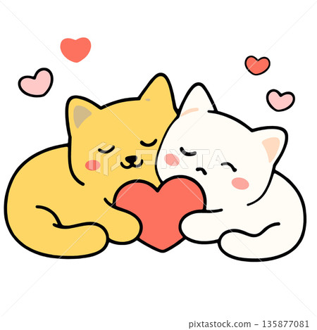 Cute cat cartoon heart love animal adorable kawaii illustration happy sweet Cute cat cartoon heart love animal adorable kawaii illustration happy sweet 135877081