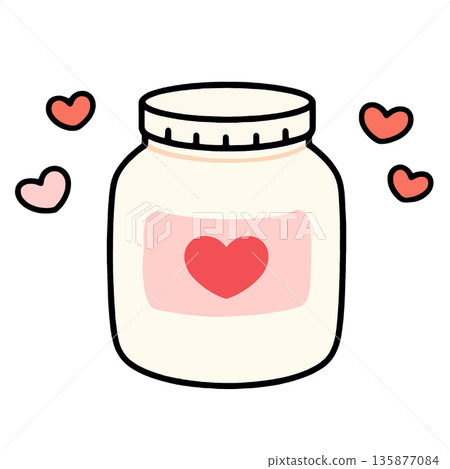 Jar heart love cute cartoon pink red container sweet happiness 135877084