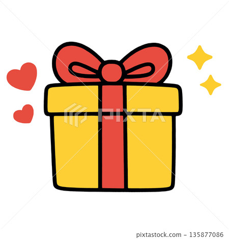 Gift box ribbon bow yellow red present celebration love Gift box ribbon bow yellow red present celebration love 135877086