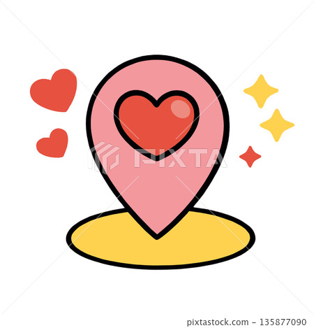 Heart location love symbol romance icon cute marker happiness affection Heart location love symbol romance icon cute marker happiness affection 135877090