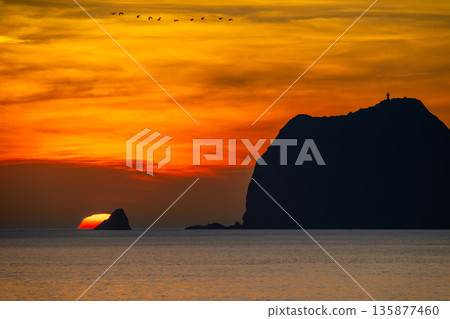 Sunrise Over Keelung Islet from Waimushan Taiwan. 135877460