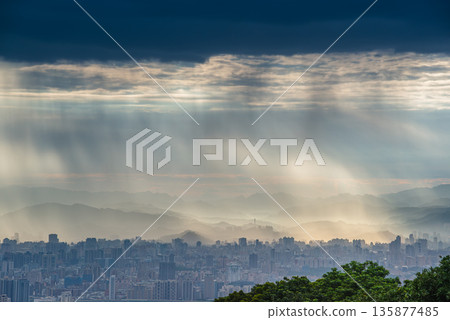 Rainy Morning Mist Over Dadao Mountain, Shulin, New Taipei City, Taiwan. Rainy Morning Mist Over Dadao Mountain, Shulin, New Taipei City, Taiwan. 135877485