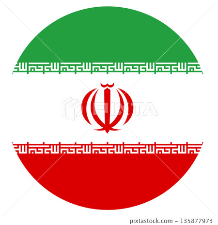 Circle flag of Iran isolated in round shape. 135877973