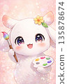 Cute Painter Rabbit 135878674