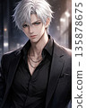 Handsome white-haired man 135878675