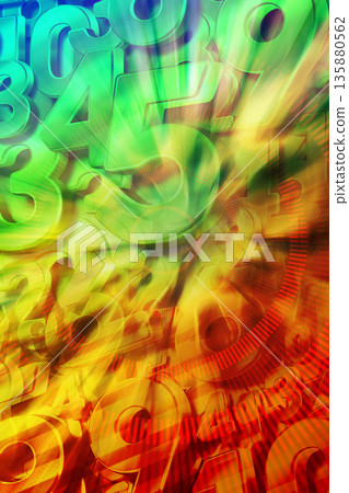 top view abstract red lines and colorful and light overlay numbers on gradient green and red background, maths, decor, fashion, business, copy space top view abstract red lines and colorful and light overlay numbers on gradient green and red background, maths, decor, fashion, business, copy space 135880562
