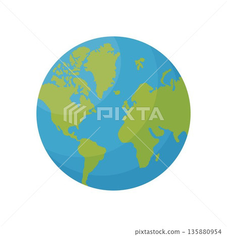 Flat, isolated vector illustration of planet Earth. Suitable for social and charitable projects, educational materials. 135880954