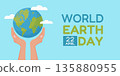 World Earth Day illustration with hands holding the planet. Flat vector design for ecology, environmental protection 135880955