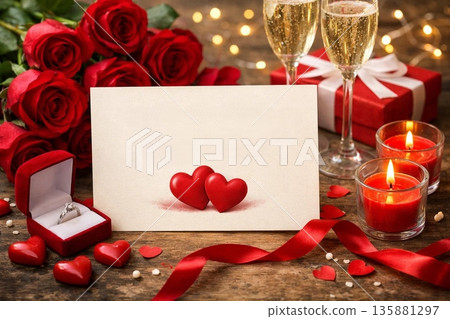 Valentines Day Greeting Card with Romantic Design Valentines Day Greeting Card with Romantic Design 135881297