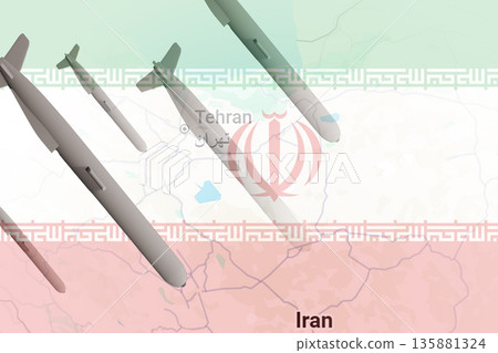 Long-range cruise missiles attacking Iran. missile attack on Iran. American missiles on the background of the flag and the map of Iran. Iran missiles map Long-range cruise missiles attacking Iran. missile attack on Iran. American missiles on the background of the flag and the map of Iran. Iran missiles map 135881324