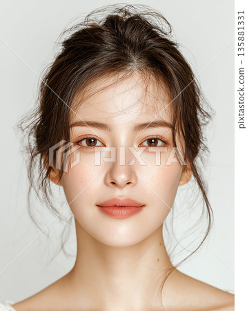 Beautiful woman with bare skin - Beauty salon and beauty advertising image 135881331