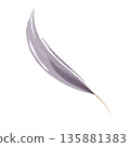 A single elegant leaf is depicted with soft watercolor brushstrokes, showcasing shades of purple and lavender. 135881383
