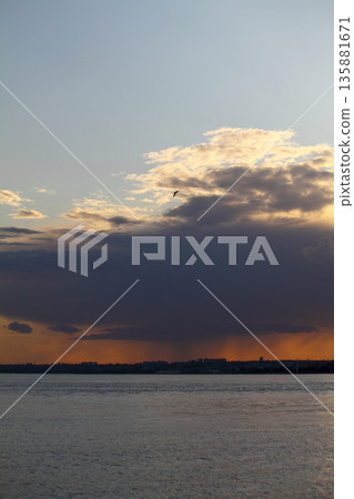 sunset in istanbul, metropolitan city and silhouette of the city sunset in istanbul, metropolitan city and silhouette of the city 135881671