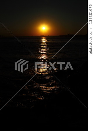 sunset in istanbul, metropolitan city and silhouette of the city 135881676