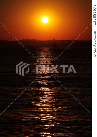 sunset in istanbul, metropolitan city and silhouette of the city 135881678