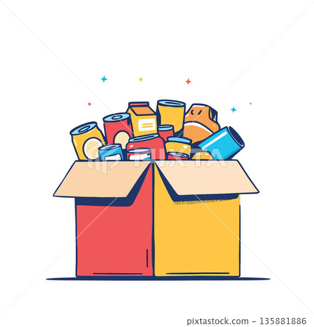 Vsai food donation box collecting canned goods for charity 135881886