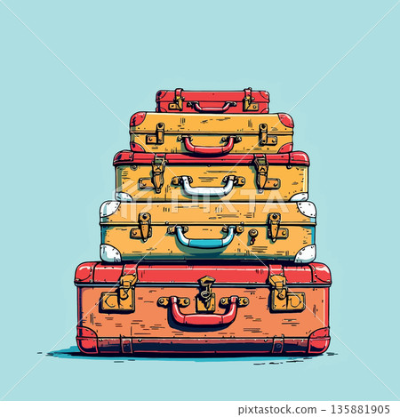 Vsai stacked vintage suitcases preparing for a journey Vsai stacked vintage suitcases preparing for a journey 135881905