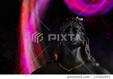 Maha Shivratri, Lord Shiva on blue, colorful mistic trance background. Maha Shivratri, Lord Shiva on blue, colorful mistic trance background. 135882653