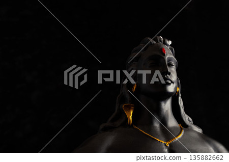 Maha Shivratri, Lord Shiva on blue, colorful mistic trance background. 135882662