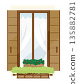 Illustration of a window with curtains 135882781