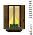 Illustration of a window with the quiet of the night and warm indoor lighting Title change 135882786